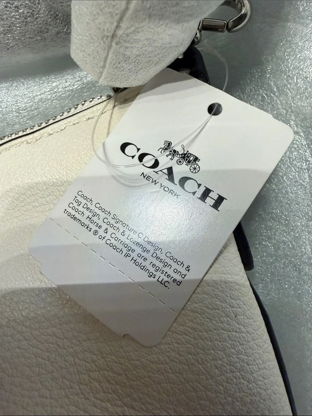 NWT-Coach Pebbled Leather Shoulder Bag in Light Cream with Silver Hardware
